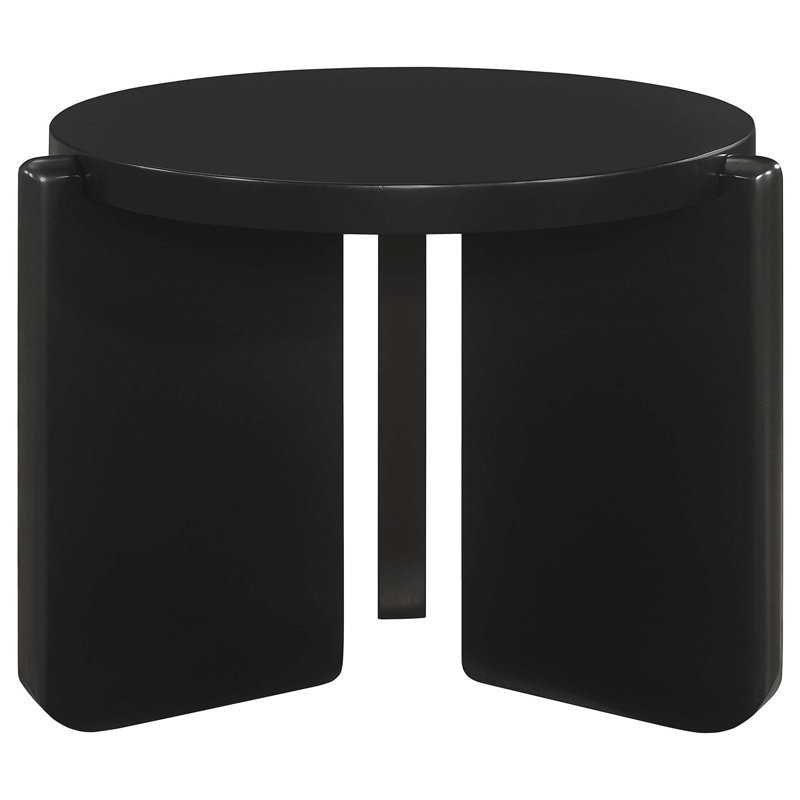Harrison Black Round Solid Wood End Table