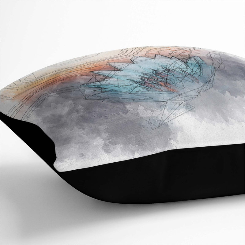 Lotus Flower Cushion with Filling, Black, 55cm H x 55cm W x 20cm D