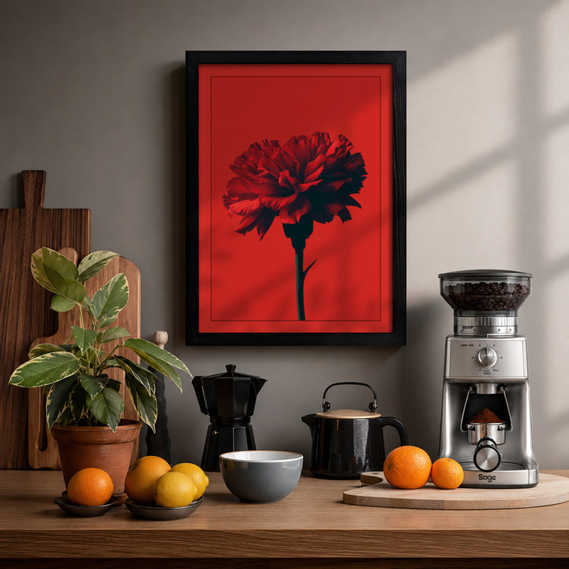 Crimson Bloom Modern - Framed Print, A2 - 59.4 x 42.0 cm, Black