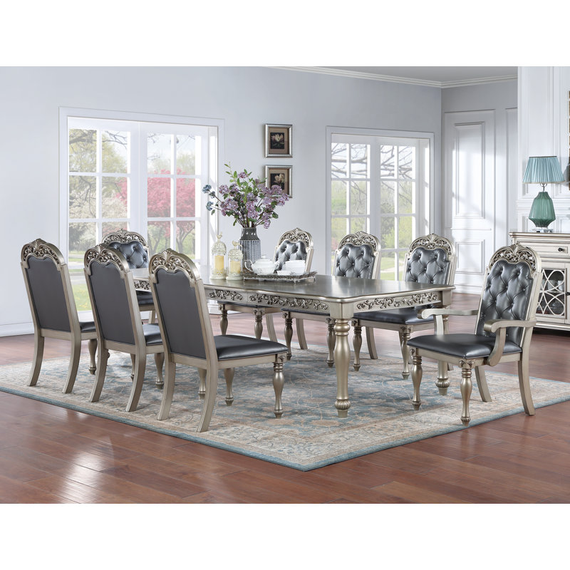 Chaise avec accoudoirs de salle à manger, Gris, Argent argent