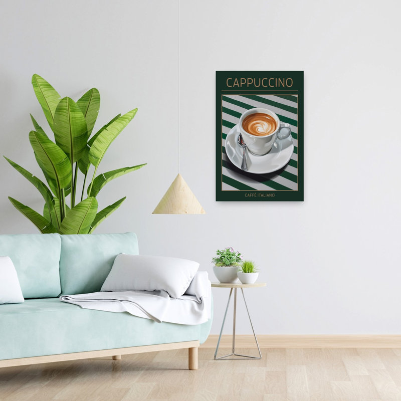 Cappuccino italien, art mural contemporain élégant, H 24 po x l 16 po