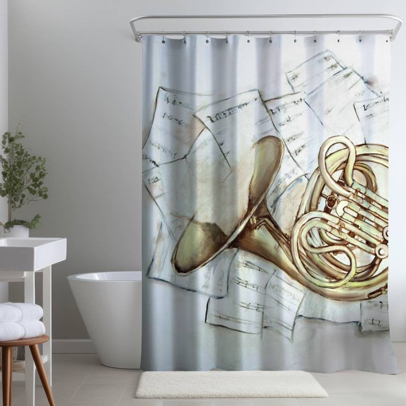 Shower Curtain MU43 – Polyester Shower Curtain, Dye Sublimation Print, 71" W × 74" L