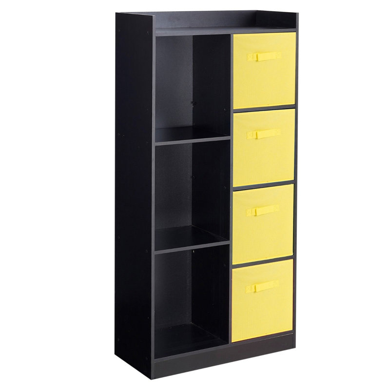 Samee 128cm H x 62.5cm W Cube Bookcase, Black/Yellow