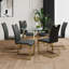 Table ronde en verre de style moderne, conception transparente élégante, base de support durable, ensemble de chaises de salle à manger en polyuréthane gris anthracite, pieds de chaise plaqués or, convient aux cuisines de restaurant (ensemble de 7)-223200521-234476804-223200526
