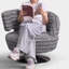 Chaise de loisirs rotative en coton et lin
