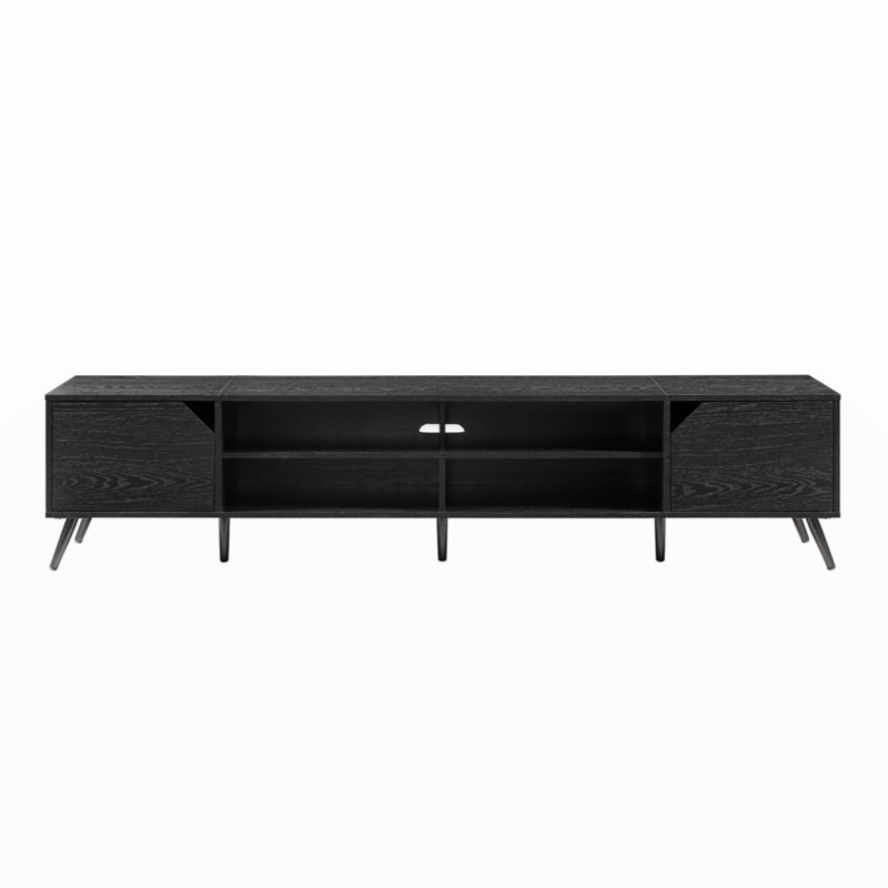 Jiada 2-Door Minimalist TV Stand with Open Storage, Black, 80" W