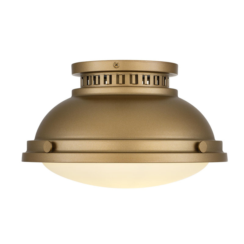 1-Light 11-in Polished Brass Flush Mount, 1 Light, Brushed Brass, 6.5" H x 11" W x 11" D