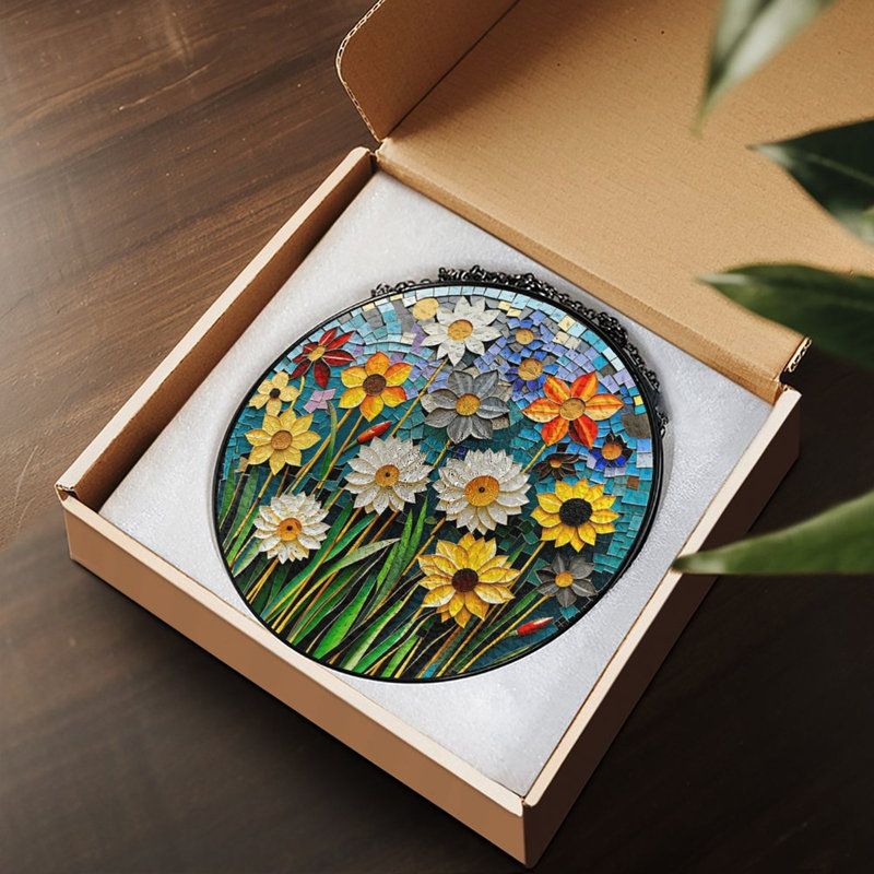 Panneaux de vitrail en mosaïque Wildflower, 7,8 x 7,8 po (20 x 20 cm)