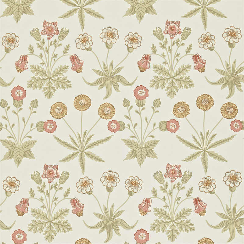 Daisy Wallpaper, Coral/Manilla