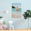 «Flamingo on Beach with Duckling», art mural sur toile sans cadre 24 po x 36 po