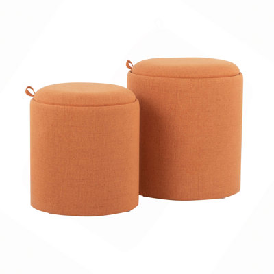 Ensemble de repose-pieds gigogne contemporain en tissu et bois naturel