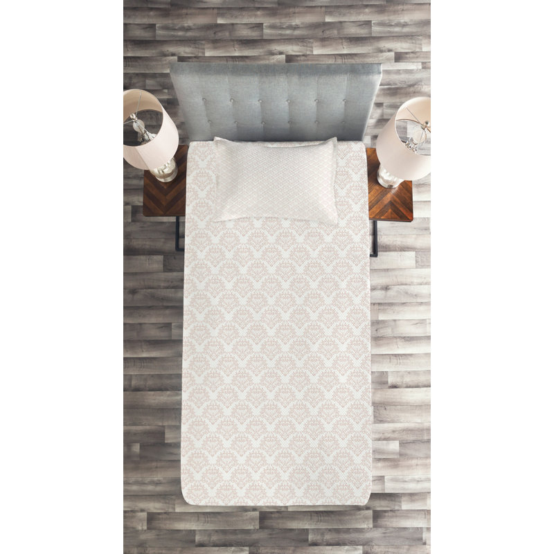 Polyester Damask Coverlet, Twin Bedspread + 1 Sham