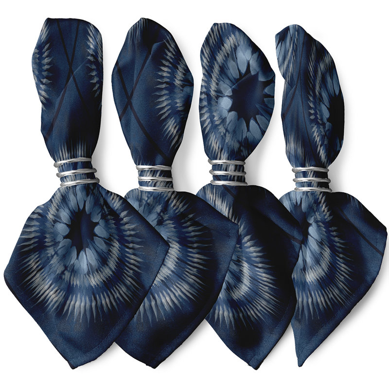 Laelyn Polyester Abstract Square Napkin, Navy