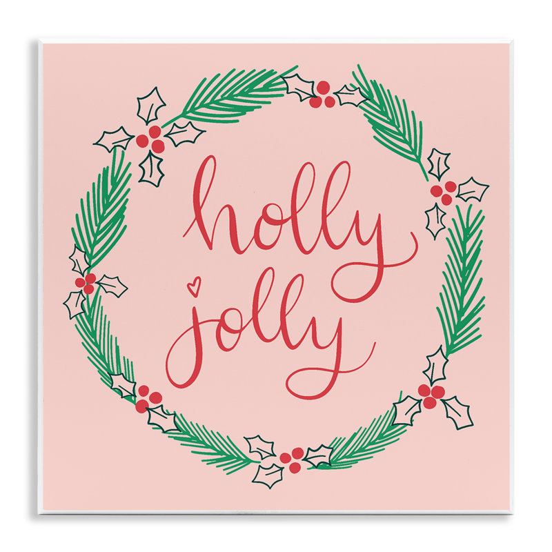 Plaque murale Minimal Holly Jolly Wreath, design par Sazerelli Designs