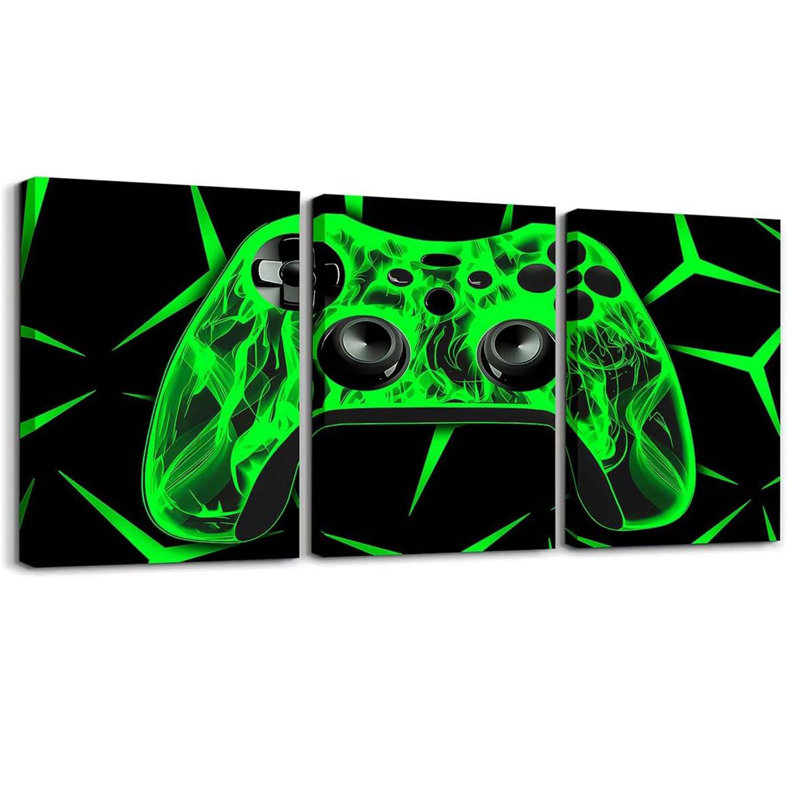3 Piece Wrapped Canvas Print, Green