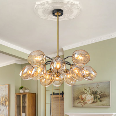 10- Light Mid-Century Sputnik Amber Glass Chandelier