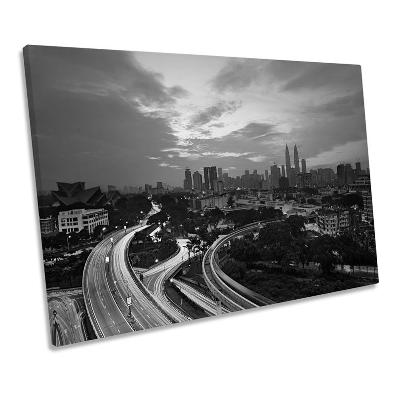 Kuala Lumpur City Skyline B&W - Wrapped Canvas Print, 50.8cm H x 76.2cm W x 2cm D