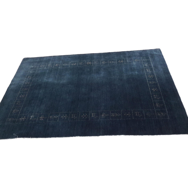 Canvello Hand Made Modern All Over Blue Indo Gabbeh Rug - 4'5'' X 6'7''