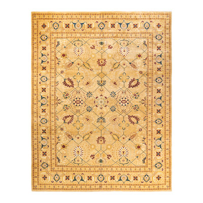 Tapis unique noué à la main Keenan - ivoire, 9 pi 1 po x 11 pi 9 po