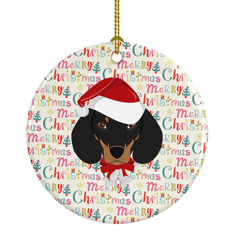 Ornement suspendu teckel Merry Christmas