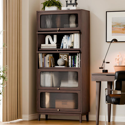 31,5 po en bois d'hévéa haut de gamme moderne et minimaliste pour exposer des objets antiques, des armoires à livres et des armoires à livres