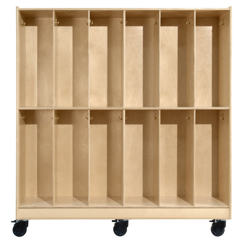 Natural Baltic Birch Mobile 24 Section Locker with Hooks
