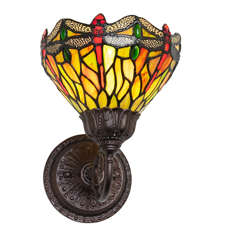 1 - Light Armed Sconce, Green/Red/Orange/Clear