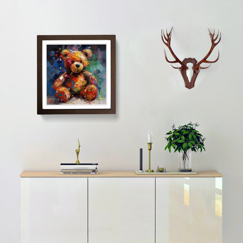 Teddy Bear Expressionism - Framed Print, Walnut