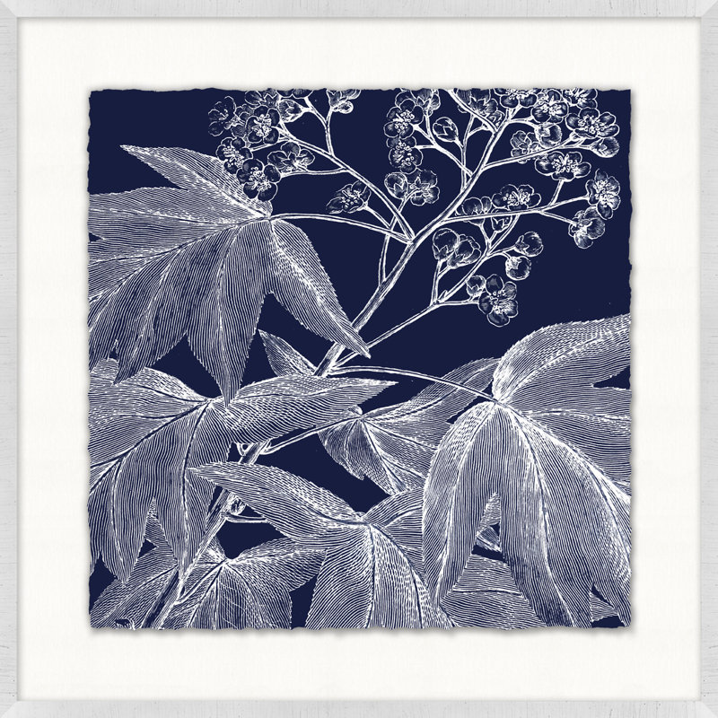Transitional Leaf Composition On Navy 6 Print