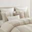 Housse de couette en coton très grand / très grand avec rayures multicolores contrastant taupe et bouton blanc