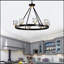 Noir mat + lustre en roue de chariot de style lustre en cristal de style campagnard pour salon