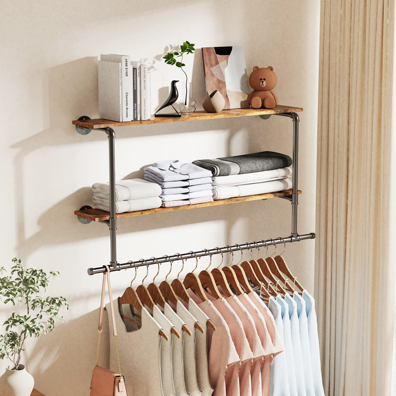 Alyvea 105cm Wall Mounted Clothes Rack, Black