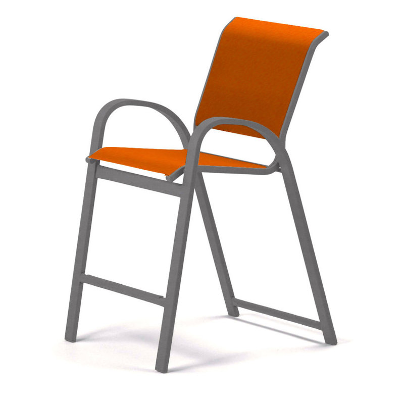 Tabouret de bar 42 po Holna, Toile Sunbrella® tangerine, Noir texturé