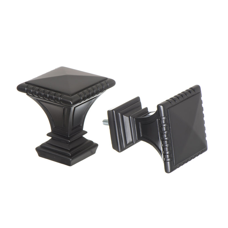 Tringle à rideaux pour fenêtre avec traitement Drapery - faiteaux carrés sculptés, tringle de 1 1/8 po. 72 po à 144 po, Noir