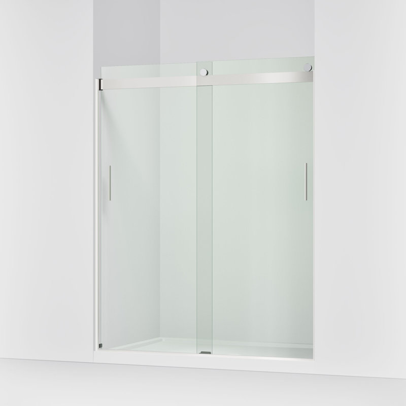Levity 74" H x 59.63" W Bypass Shower Door with CleanCoat Technology, Bright Silver, Crystal Clear