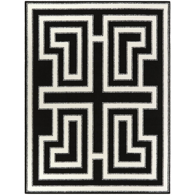 Tapis blanc / noir à motif géométrique Wilk