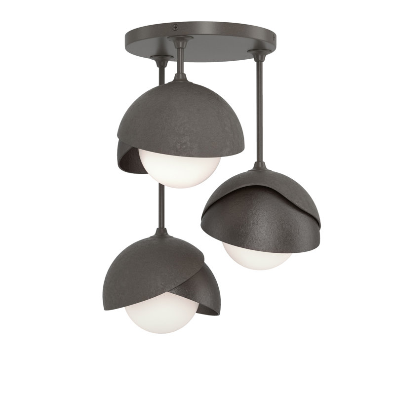 Brooklyn 3 - Light Double Shade Semi Flush Mount, Dark Smoke, Oil Rubbed Bronze