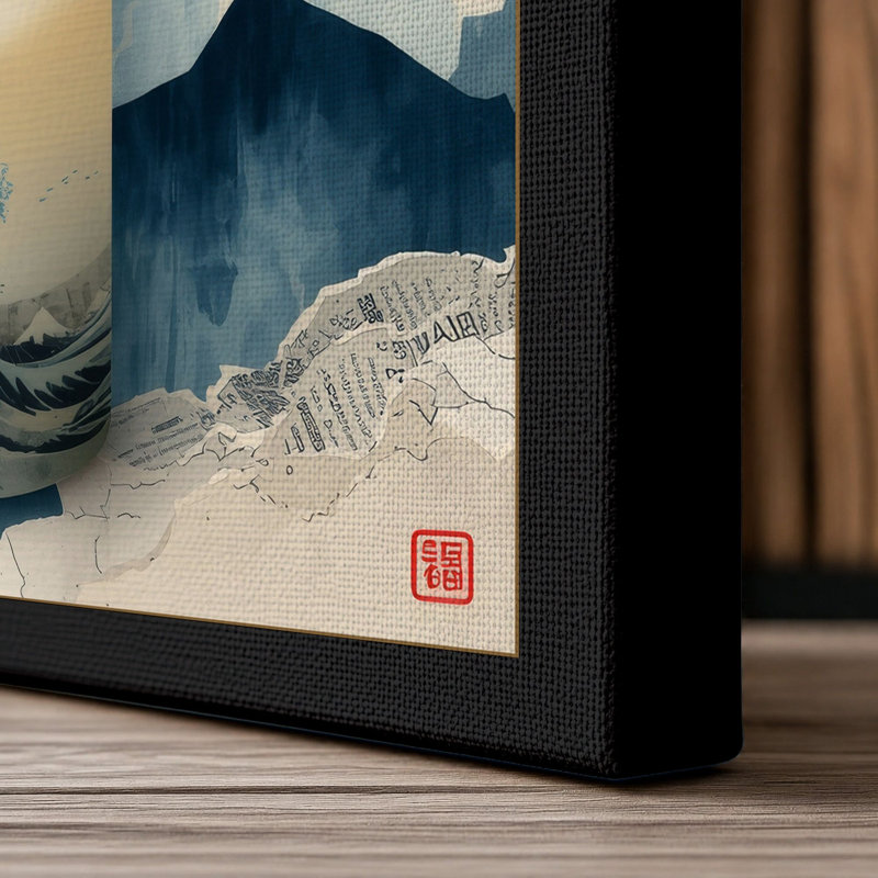 Candlelit Meditation Japandi - Wrapped Canvas, 30x20 - 76.2 x 50.8 cm, Black Border