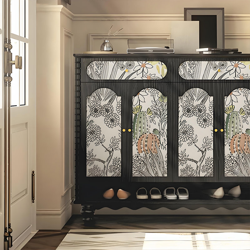 Armoire de rangement à chaussures Vintage Art, Noir