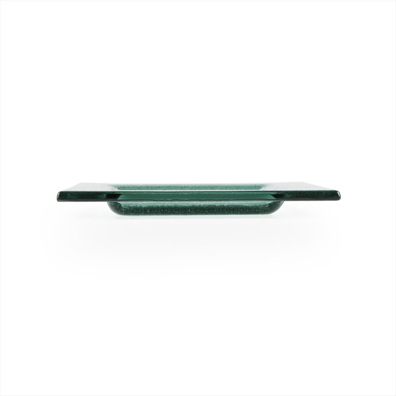 Ensemble de 4 assiettes carrées en verre transparent 6 po x 6 po, Vert