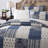 Navy Blue Floral Patchwork Cotton Quilt Bedspread Set – Reversible Lightweight Bedding for All Seasons-32960640