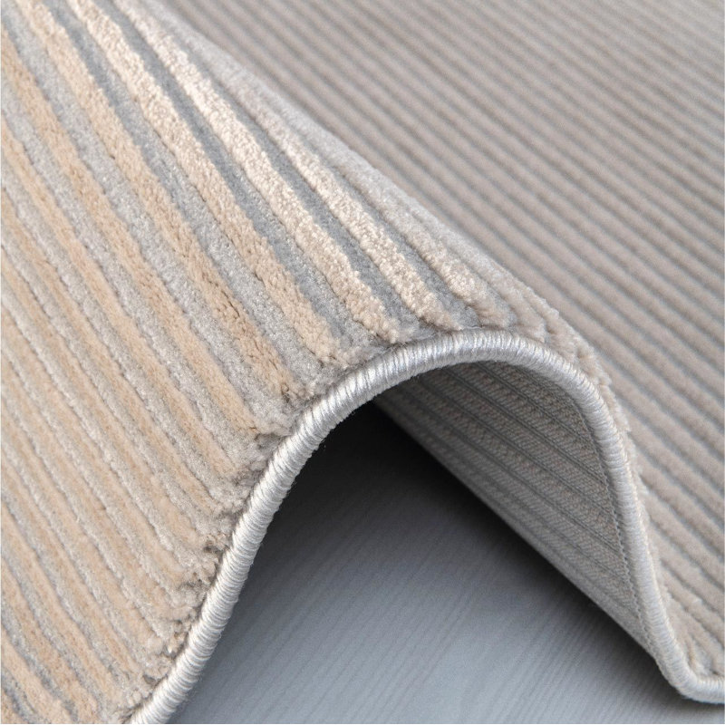 Tapis beige moderne lavable à la machine, Tapis de couloir 3 pi 4 po x 13 pi 2 po