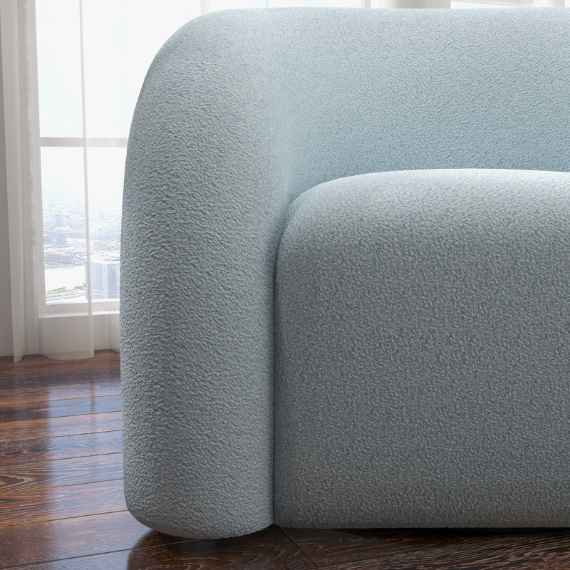 Fauteuil demi-tonneau pivotant rembourré Coyle, Polyester bleu, 1