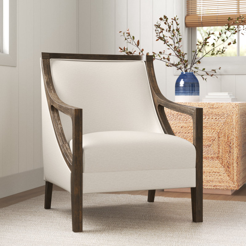 Upholstered Armchair, Brown, Natural