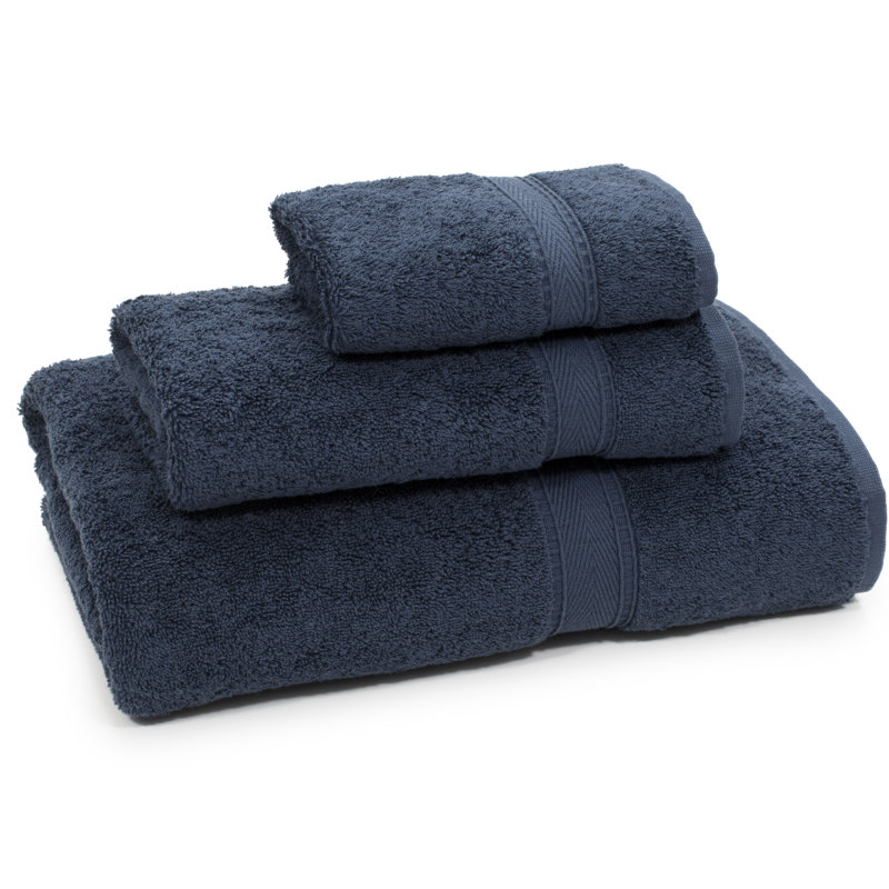 Ensemble de serviettes en coton turc 3 pièces Sinemis, Bleu marine