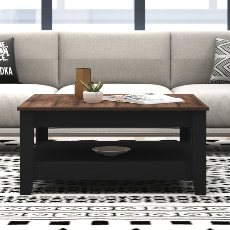 Weddel Basilico Coffee Table with Storage, Matt Black/Dusty Walnut