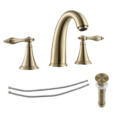 2-handle Bathroom Faucet with Drain Assembly