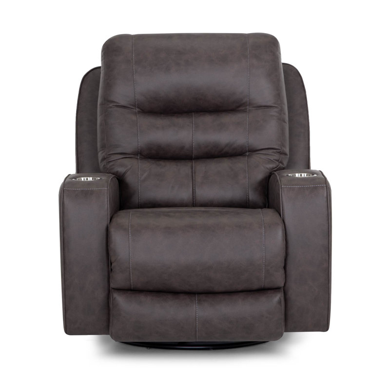 Power Swivel Recliner With Cupholders, Gray