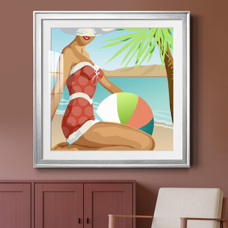 Beach Beach I - peinture encadrée, Encadrement argenté, H 30,5 po x l 30,5 po x P 1,5 po