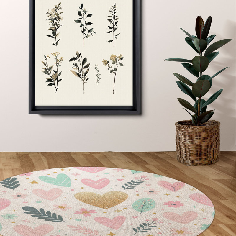 Tapis tressé Heartfelt Sweet Shapes, Rond 5 pi